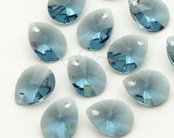 SW-6128-DB / 2 stuks - Swarovski® 6128 Mini peervormige hanger. Denim Blauwe Kleur Tear Drop / 10mm x 7mm