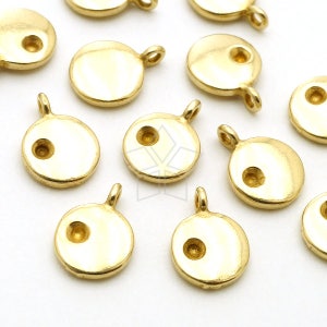 RM-002-RB / 6 Pcs - Raw Brass Disc Charms, Monogram Stamping Blanks, for 1.75mm Crystal, High Polished Raw Brass / 6.9mm