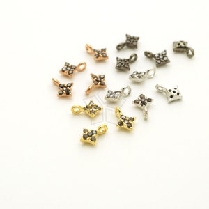 PD-1555-OP / 2 Pcs - Tiny Mini Delicate CZ Rhombus Charm, Diamond Shaped (Cognac), Tiny Square Charm, Choose Color / 4.4 x 5.8mm