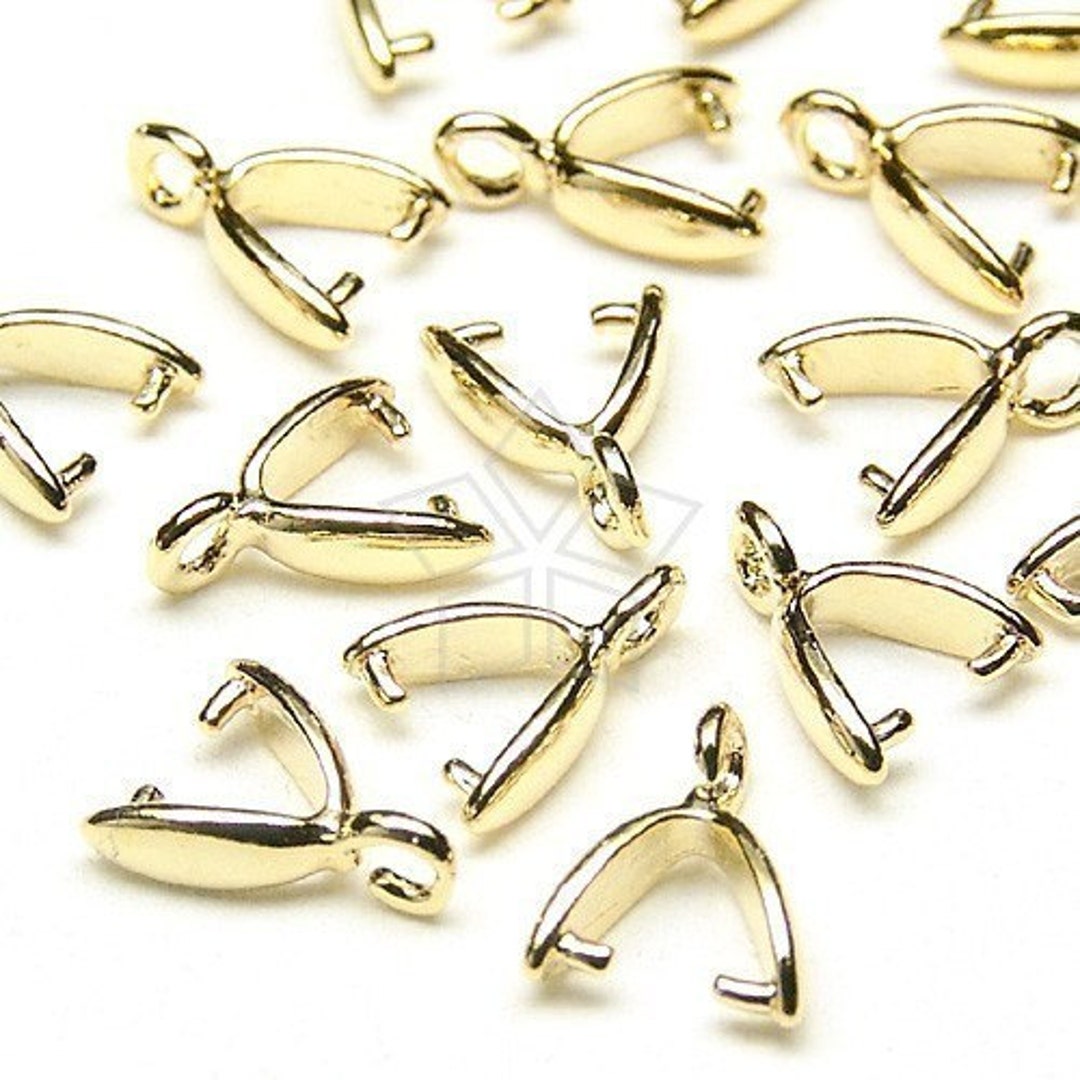 PS-017-GD / 10 Pcs - Mini C-type Pinch Bail, Pendant Bails, Small Ice ...