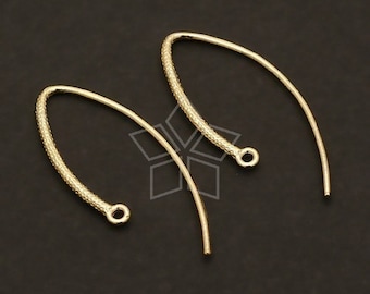 SI-268-GD / 2 Pcs - Shrimps Hook Ear Wires, Vermeil Gold Hook Earrings Findings, Vermeil Gold 925 Sterling Silver / 22mm