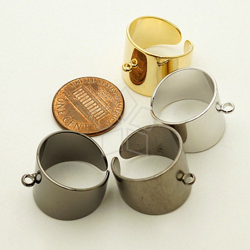 RR-021-OR / 1 Pcs - Wide One Loop Ring Base, Adjustable Free Size, DIY ...