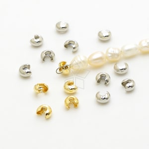 CRP06 / 50 pcs - Crimp Beads Cover, Conceal Crimp Ends, DiY Jewelry Findings, Necklace Bracelet Making, Choose Color / 3mm