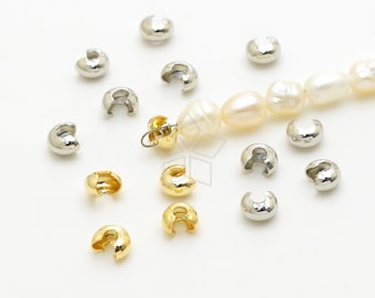 CRP06 / 50 piezas - Cubierta de cuentas de engarce, Extremos de engarce ocultos, Hallazgos de joyería de bricolaje, Fabricación de pulseras de collar, Elija color / 3 mm