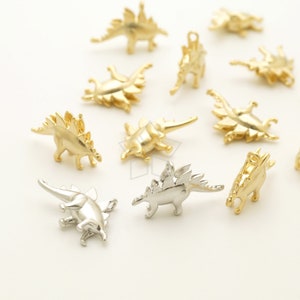 PD-3339-OP / 2 Pcs - Stegosaurus Dinosaur Pendant, Stegosaur Dino Charms Jewelry, Choose Color! / 17mm x 11mm