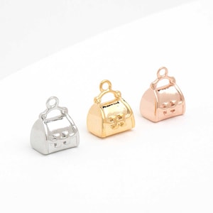 PD-2251-OP / 2 Pcs - H Style Luxury Mini Bag Pendant | Tiny Handbag Charm, Purse Pendant | DIY Jewelry Making Supplies
