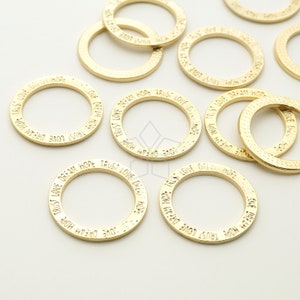 PD-2966-MG / 2 peças - pingente de círculo de carta, pingente de amor sonho esperança confiança, banhado a ouro fosco sobre latão / 20 mm