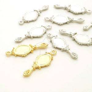 PD-091-MG / 2 stuks - Hand Mirror Charm, Tiny Hand Mirror Hanger, Make-up Tool Armband Charm, Kies Kleur / 10mm x 29mm