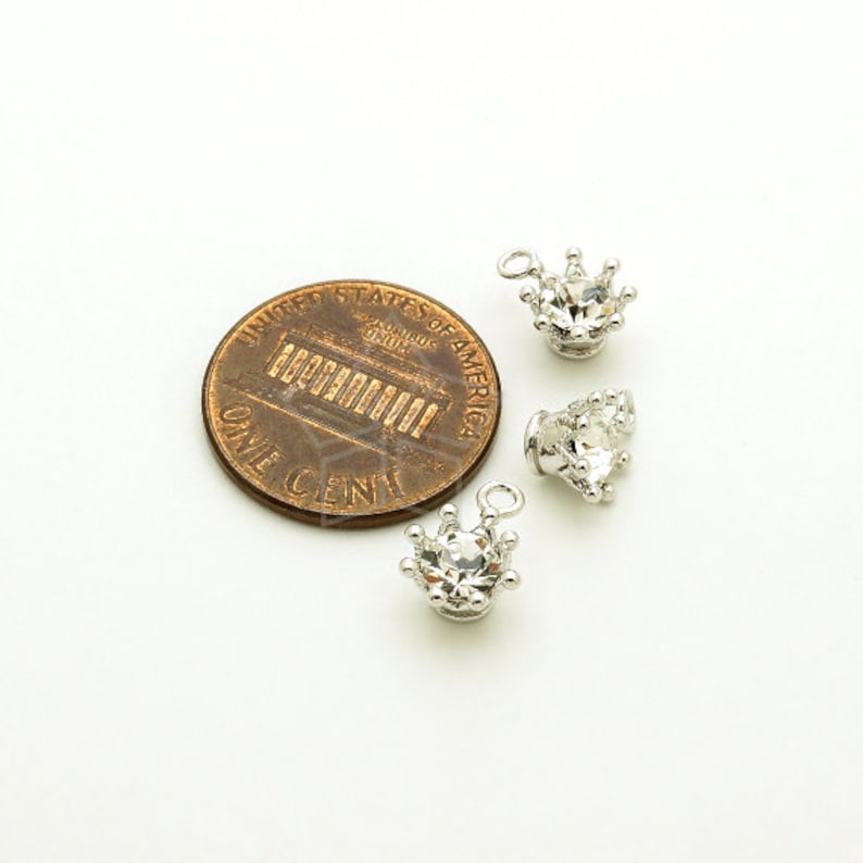 PD1767OR / 4 Pcs Tiny Rhinestone Crown Charms Tiara Charm Etsy