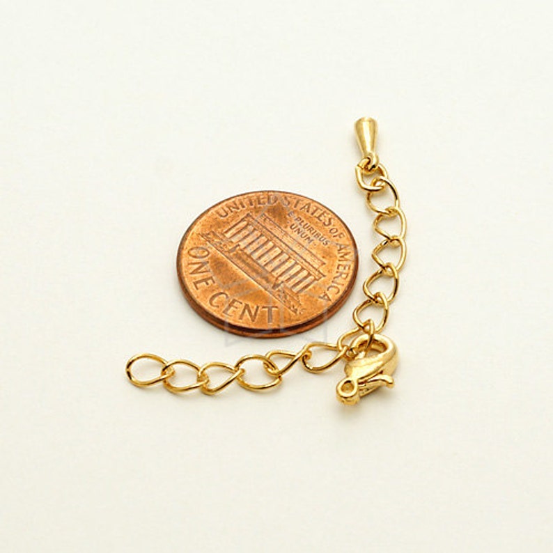 SL-016-GD / 10 set Extender Chains with a Lobster Clasp for Chain Necklace, 16K Gold Plated / 50mm image 2