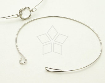 BR-005-OR / 2 Pcs - Memory Wire Bangle, Charm Bracelet with hook and loop closure, Silver(Rhodium) Plated over Brass / 20 gauge (0.8mm)