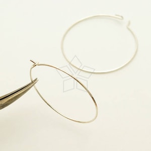 SV-207-SS / 2 Pcs - Plain Hoop Earrings, Round Thin Hoop Earrings, Circle Wire Earrings, 925 Sterling Silver / 25mm