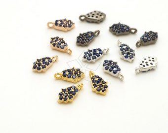 PD-1611-OP / 2 Pcs - Tiny Mini Delicate CZ Hamsa Charm, Grapes Pendant  (Cobalt Blue), Choose Color! / 4mm x 7.5mm