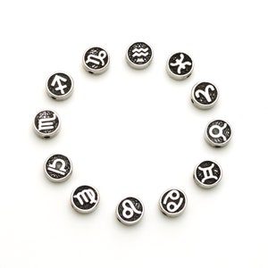SG98 / 1 szt. - Stal nierdzewna Symbol znaku zodiaku Koraliki zawieszki, okrągła zawieszka konstelacja urodzinowa, wybierz swój znak / 10 mm