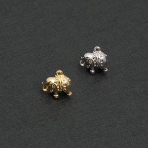 PD-2105-OP / 2 peças - Pingente de elefante indiano com pingente de elefante pequeno, pingente de elefante africano, achados de joias de animais / 10x10 mm