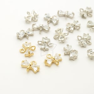 PD-043-OR / 2 st - Klar kubisk zirkonia bandkoppling, två öglor CZ rosettberlock, välj färg / 9 mm x 4 mm