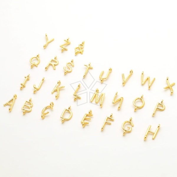 IN-839-GD / 1 Pcs - Tiny Sideways Initial Connectors, Gold Vertical Alphabet Letter Link, Personalized Capital letter Charm, Choose letters!