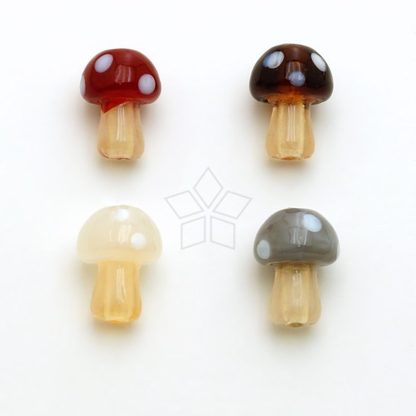 GL50 / 2 Pcs - Handmade Glass Lampwork Mushroom Beads with Vertical Hole, DIY Jewelry Making Bead Charm, Choose Color / 12x16mm