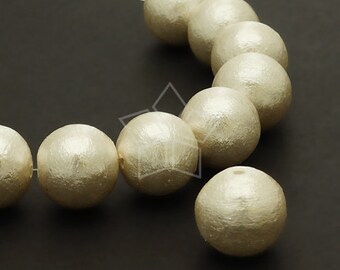 PL-041-SW / 2 Pcs - Vintage Cotton Pearl Round Bead (Silky White), DiY Jewelry Making Findings, Rare Cotton Pearls / 10mm