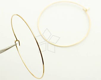 EA-197-GD / 20 Pcs - Plain Hoop Earrings, Round Thin Hoop Earrings, Circle Earrings(Large Size), Gold Plated over Brass / 40mm