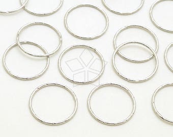 ME-281-OR / 4 Pcs - Quality Closed Ring Connector (S-Size), Twisted Thin Wire Circle Ring, Hoop Ring, Silver Plated over Brass / 14mm