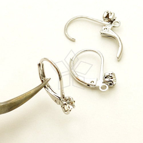 EA-149-OR / 10 Pcs - NEW Cubic Drop Leverback Ear Hooks Earring Findings, Silver Plated over Brass / 15mm