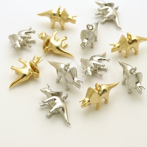 PD-3210-OP / 2 Pcs - Mini Triceratops Dinosaur Pendant, Tiny Dino Charms, Choose Color! / 18mm x 10.8mm