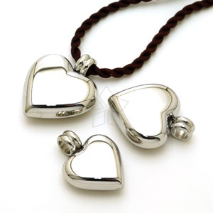 SG127 / 1 pcs - Stainless Steel Big Chubby Heart Pendant, Puffy Heart Charm, DIY Jewelry Making Findings, 25/30/33mm Choose Size!