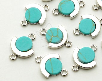Lot De 5 Connecteurs Turquoise 25x14mm, Plaqué Or, Fabrication Artisanale Inde