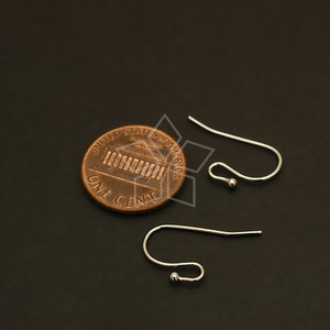 EA-024-OR / 20 Pcs Ball Point Hook Ear Wires, DIY Hook Earrings Findings, Silver Plated over Brass / 20 x 13mm image 2
