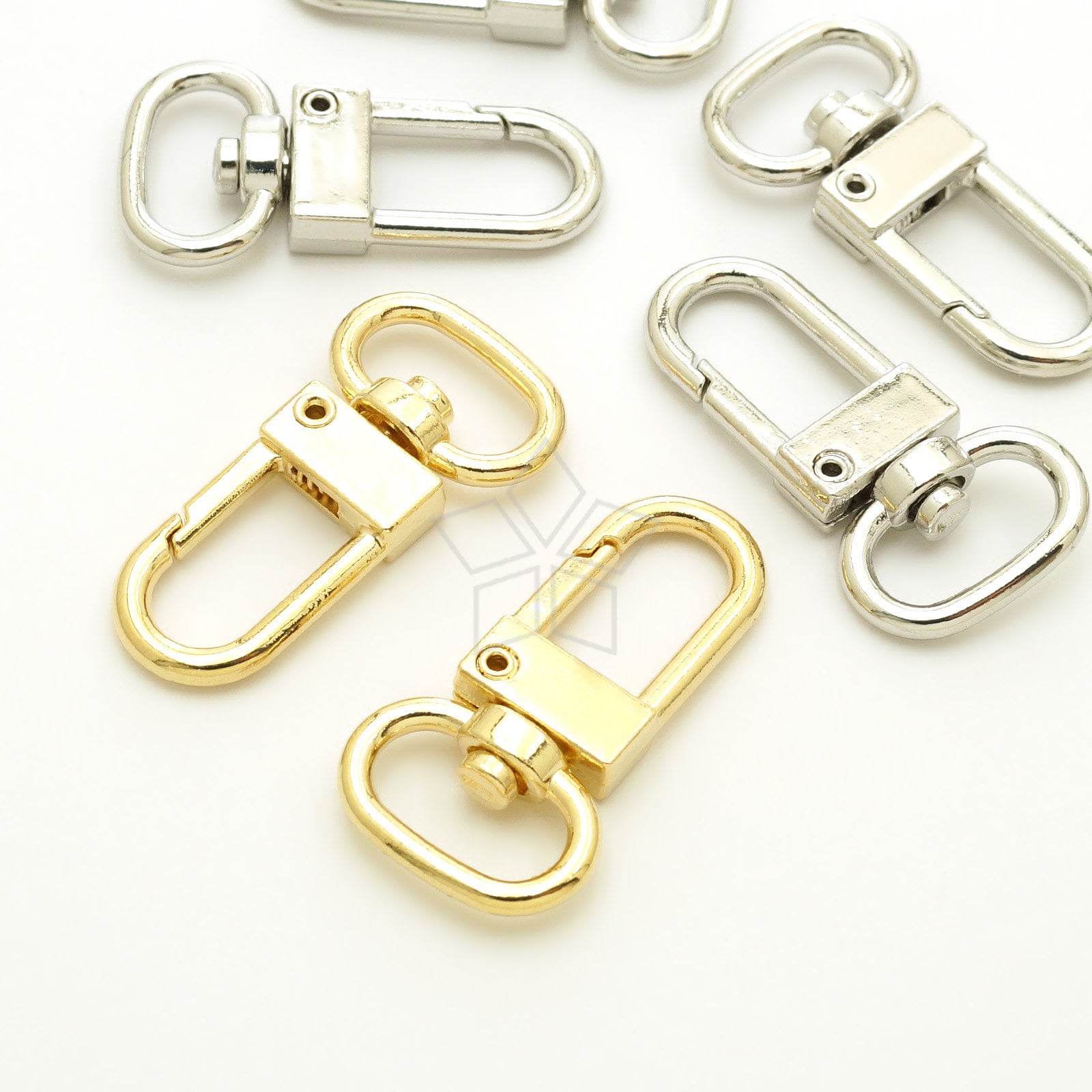 CS-082-OP / 4 Pcs - Swivel Clip Connectors, Purse Hook, Key Hook, Lobster Clasp Snap Clips with Large Loop, Gold Plated / 17x33mm