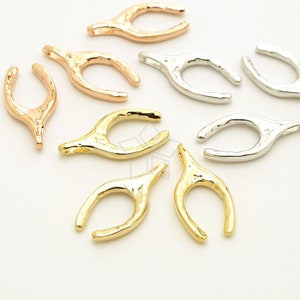 PD-3244-OP / 1 Pcs - New Hammered Wishbone Pendant, Lucky Wishbone Charm, Choose Color! / 10mm x 20.8mm