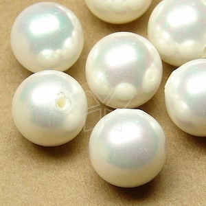 PL-008-SP / 4 Pcs Cream White Shell Pearl, Half-drilled Round Pearls for DIY Pearl Jewelry Earrings Making / 12mm image 1