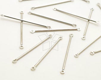 CN-007-OR / 10 Pcs - Connecteur de bâton latéral, connecteur de barre d’espacement, lien rond de bâton à barre longue, plaqué argent sur laiton / 30mm