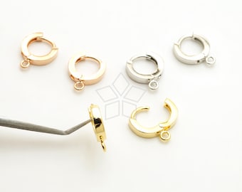 5621031 Simple Round 16k Gold Plated Brass One Touch Earring 11.6mm Diameter 0.6g 2pcs