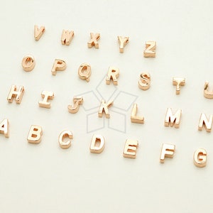 IN-234-RG / 2 Pcs - Initial Tiny Pendant, Alphabet, Capital letter, Rose Gold Plated over Brass, Upper case A-Z, Choose 2 Letters!
