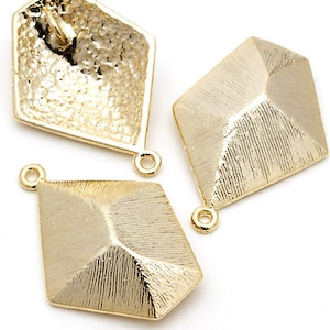 AC-051-GD / 2 Pcs - Space Dome Pendant, Geometric Pentagon Charm, Gold Plated over Pewter / 18x25mm