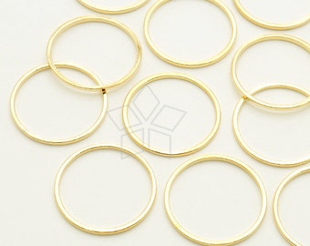 ME-255-GD / 6 Pcs - Circle Ring, Circle Connector, Open Round Link Pendant, Gold Plated over Brass / 20mm