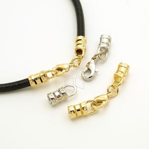 CS-078-OP / 2 set - New Lobster Clasp with Crimp Cord Ends for 3mm Cord, Necklace or Bracelet End Connectors Clasp Set, Choose Color!