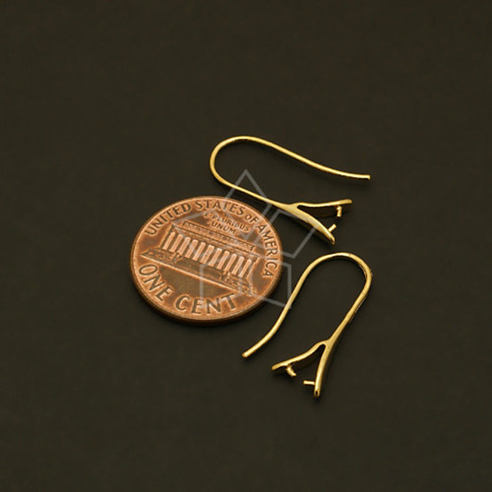 EA075GD / 4 Pcs Pinch Bail Hook Earrings mediumsize, 16K Gold Plated