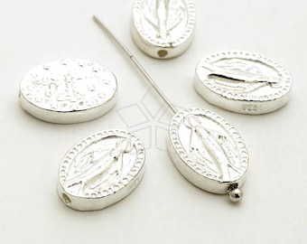 SV-349-SS / 1 Pc - Virgin Mary Oval Beads Spacer, Miraculous Medal, Double Sided Mother Mary Charms, 925 Sterling Silver / 7.7mm x 11mm