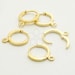 EA-083-GD / 8 Pcs - Simple Huggie Hoop Earrings, One-Touch Round Earring Findings, Gold Plated over Brass / 12mm 