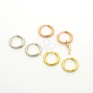 SI-1100-OP / 2 Pcs - Clicker Ring Hoops, Round Circle Ring Hoop Earrings, Plain Ear Hoops, Choose Color! / 12 guage, 14mm