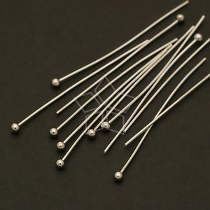 FD-101-OR / 100 piezas - Alfileres de cabeza esférica calibre 24, accesorios para bisutería, chapados en plata rodiada sobre latón / 30 mm