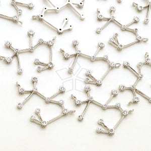 PD-2106-OR / 2 Pcs - Zodiac Sign Pendant, Constellation, Sagittarius, November, December Birthday, Silver Plated Brass / 20mm x 15mm
