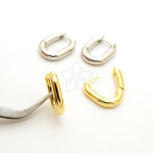 EA-374-OP / 2 Pcs - Thick Oval Hoop Earrings, Chunky Oval Drop Hoop Earrings, Choose Color / 12 x 16mm