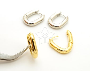EA-374-OP / 2 Pcs - Thick Oval Hoop Earrings, Chunky Oval Drop Hoop Earrings, Choose Color / 12 x 16mm