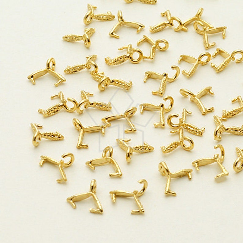 PS-071-GD / 10 Pcs Very Small C-type Pinch Bail Pendant Bail, Jewelry making findings, Gold Plated over Brass / 5.6mm image 1