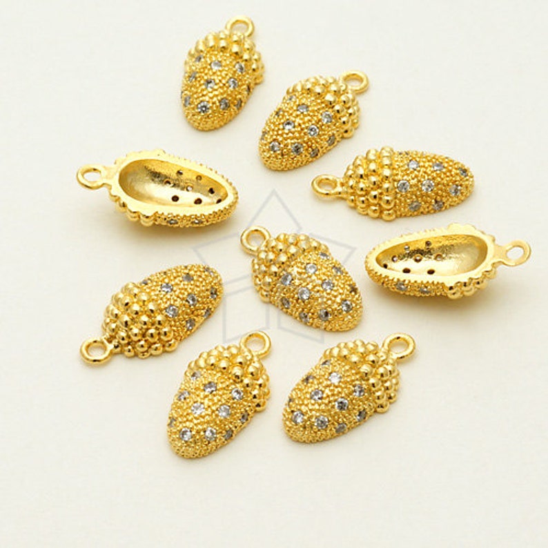 65541-3291 18x13x2MM Charm Grape Gold Tone With Green /& Purple Enamel Charms 6 Pcs