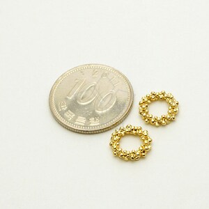 AC-536-GD / 4 Pcs Bubbly Ring Connector Small Size, Circle Ring Charm Pendant, Gold Plated over Pewter / 11mm image 2